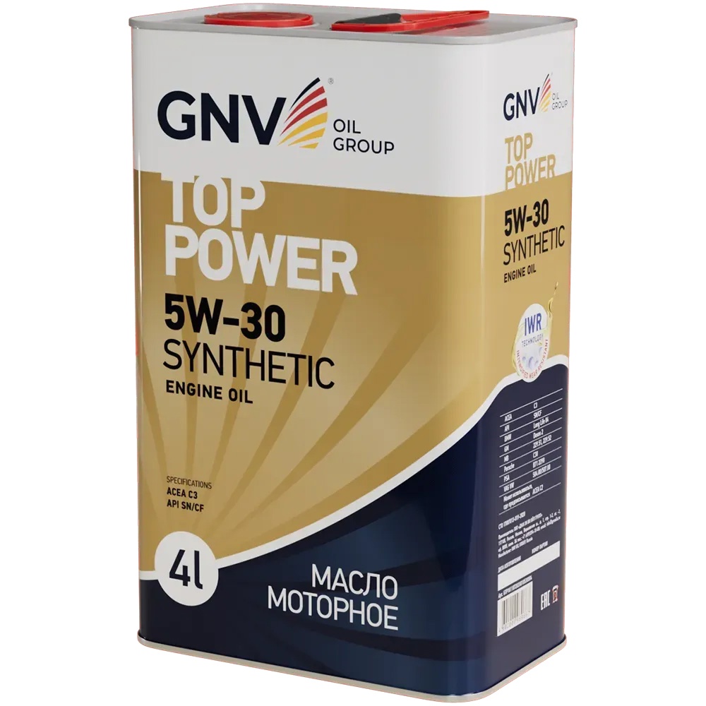 GNV Top Power 5W-30 Synthetic VW 504.00/507.00 (мет.канистра 4 л.) моторное масло