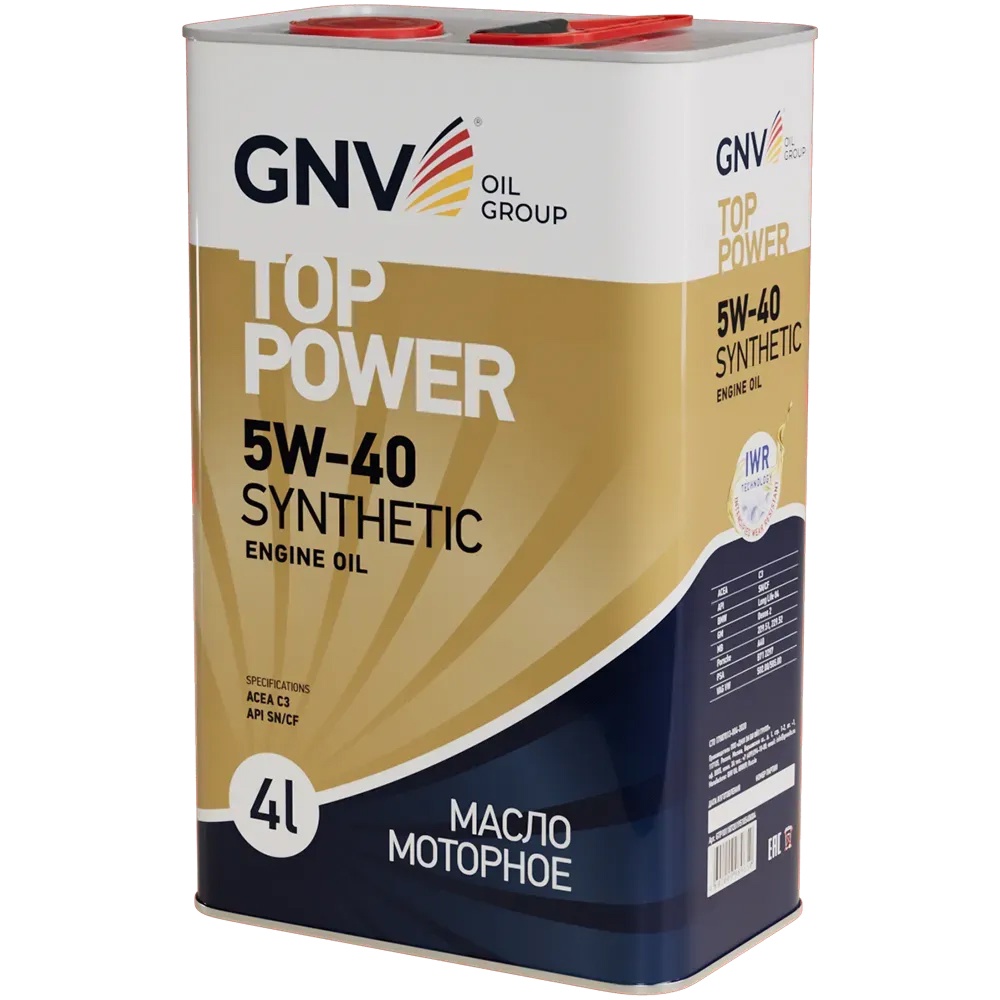 GNV Top Power 5W-40 Synthetic ACEA C3, MB 229.51/229.52   4 л. моторное масло 